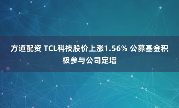 方道配资 TCL科技股价上涨1.56% 公募基金积极参与公司定增